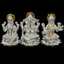 999 Pure Silver Ganesh Lakshmi & Saraswati Idol / Statue / Murti (Figurine