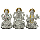 999 Pure Silver Ganesh Lakshmi & Saraswati Idol / Statue / Murti (Figurine