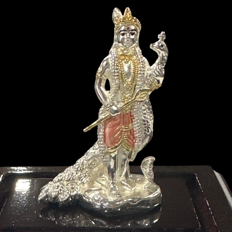 999 Pure Silver Lord Murugan (Kartikeya) – 2.5-Inch-Tall Statue / Murti (Figurine