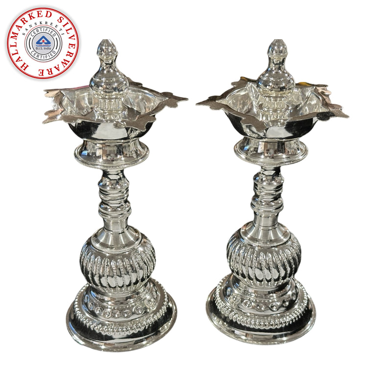 925 Sterling Silver Hallmarked Small Five Star / Kerala Naxi Samai / Kuthu Vilakku Pair