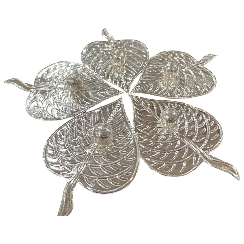 925 Sterling Silver Hallmarked Betel Leaf & Nut (Pack of 5 Paan & Supari) Set