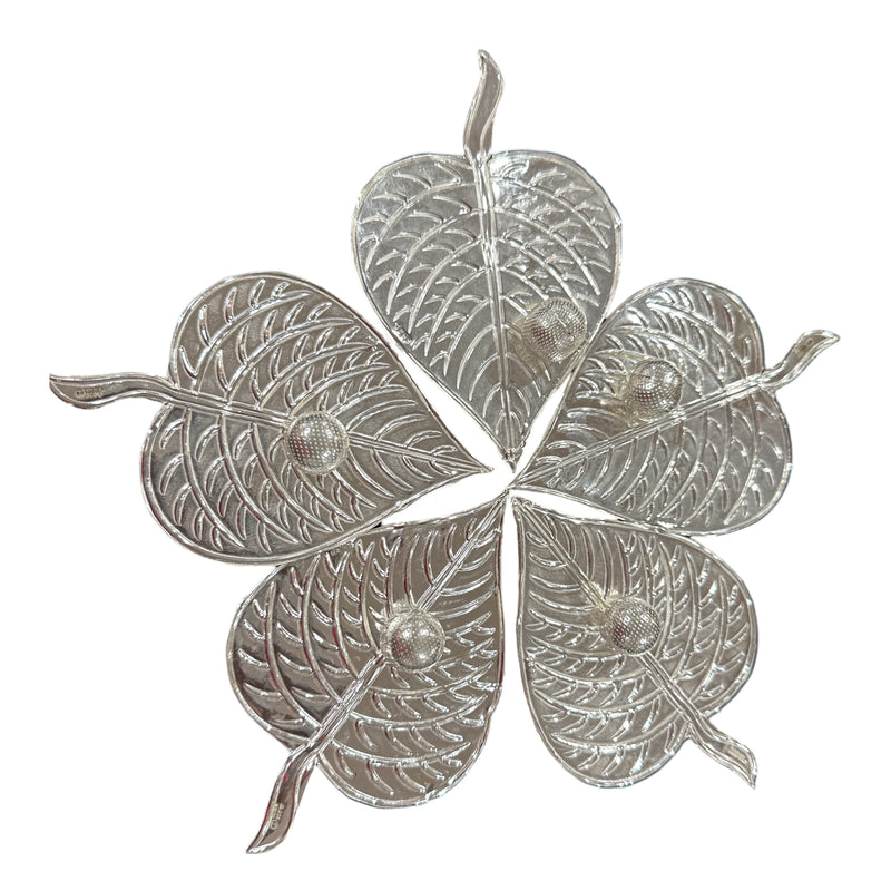 925 Sterling Silver Hallmarked Betel Leaf & Nut (Pack of 5 Paan & Supari) Set