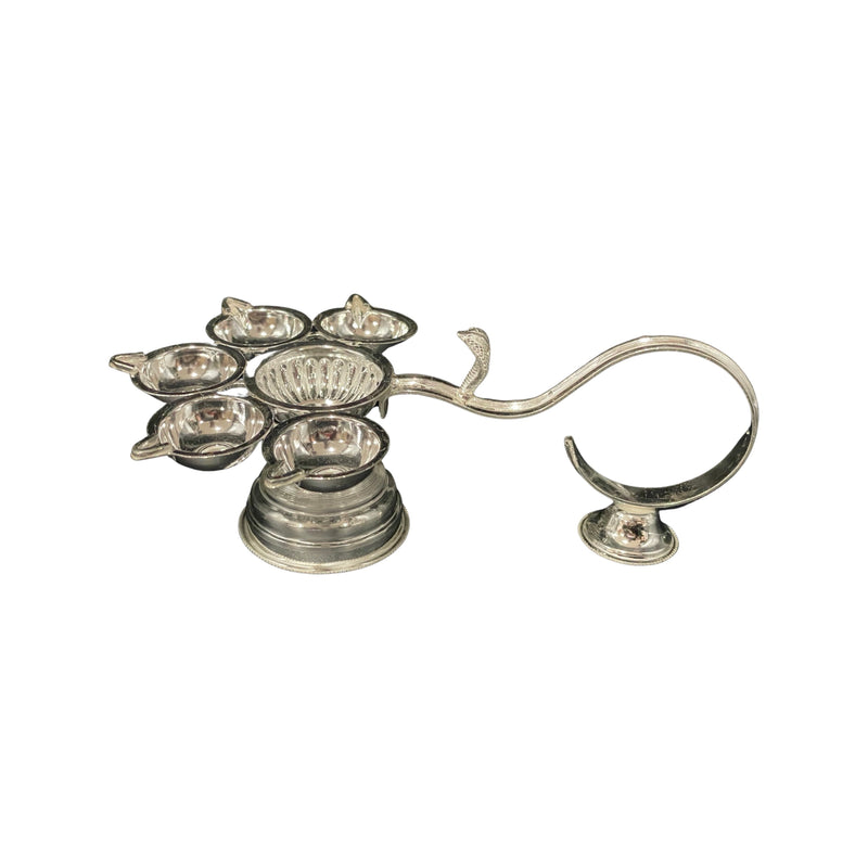 925 Sterling Silver Hallmarked Pancha Aarti / Harathi stand- Style