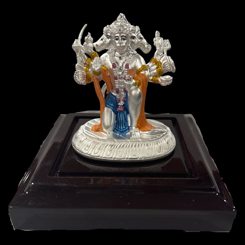 999 Pure Silver Lord Panchmukhi Hanuman 3.5-inch Tall Idol / Statue / Murthi (Figurine