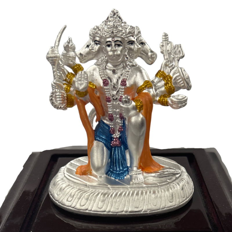 999 Pure Silver Lord Panchmukhi Hanuman 3.5-inch Tall Idol / Statue / Murthi (Figurine