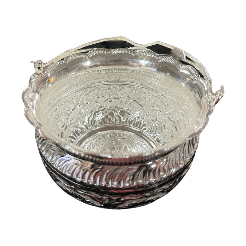 925 Sterling Silver Hallmarked Nakshi Puja Flower Basket -Style