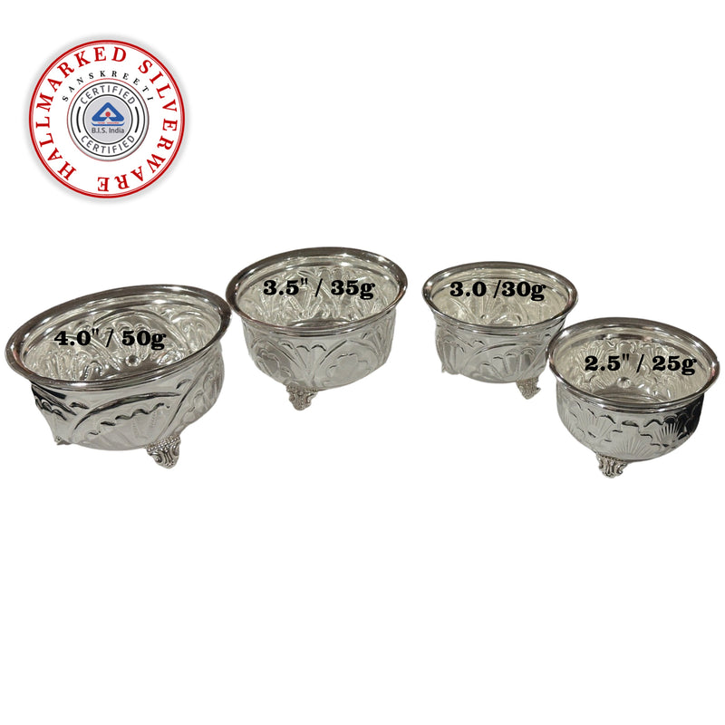 925 Sterling Silver Designer Puja Bowl - Style