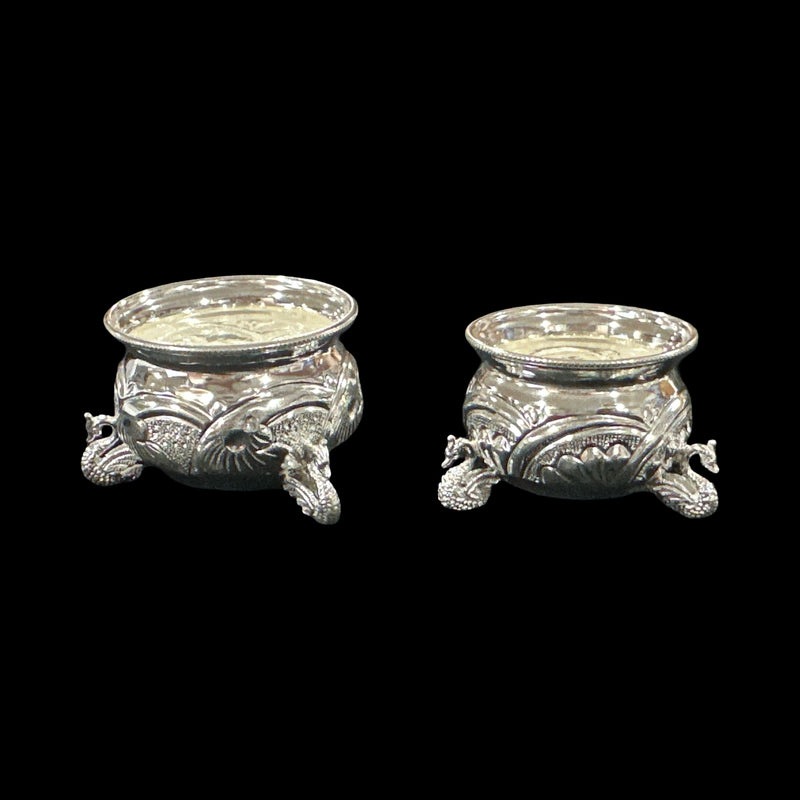 925 Sterling Silver Designer Puja Bowl with Swan Stand - Style