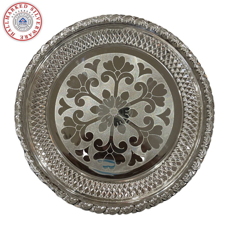 925 Sterling Silver Hallmarked Designer SMALL Puja Plate - Style