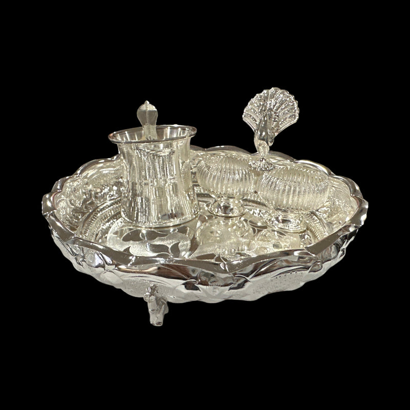 925 Sterling Silver 6.5 inch Hallmarked SMALL Exclusive Puja Set - 6.5" Set