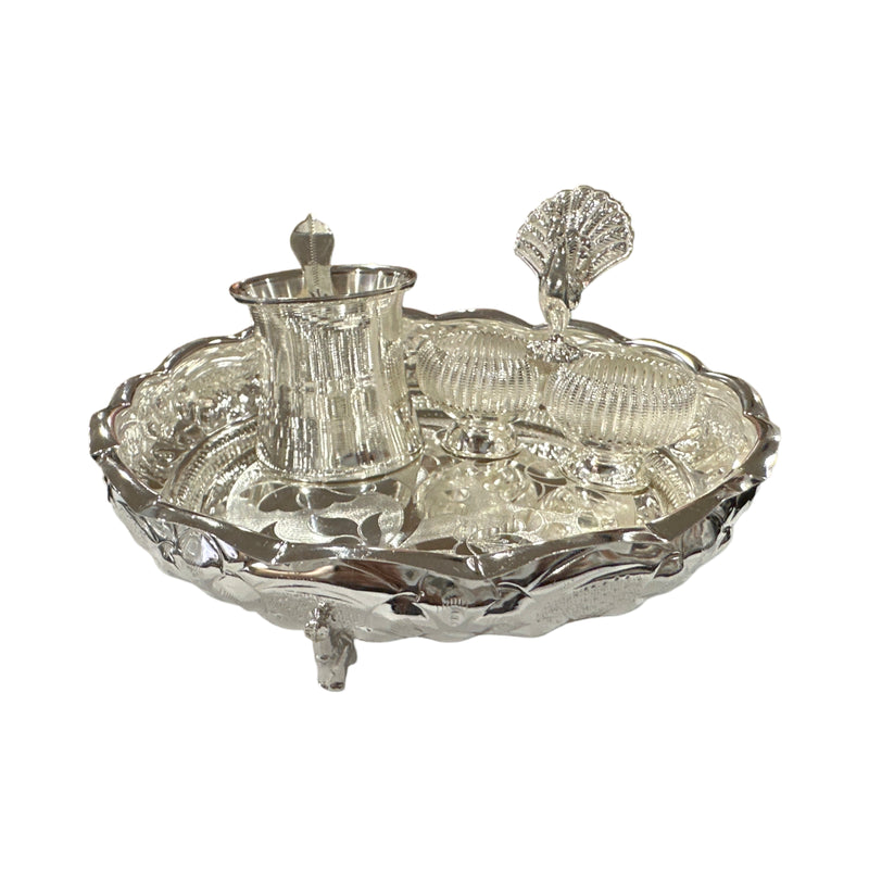 925 Sterling Silver 6.5 inch Hallmarked SMALL Exclusive Puja Set - 6.5" Set