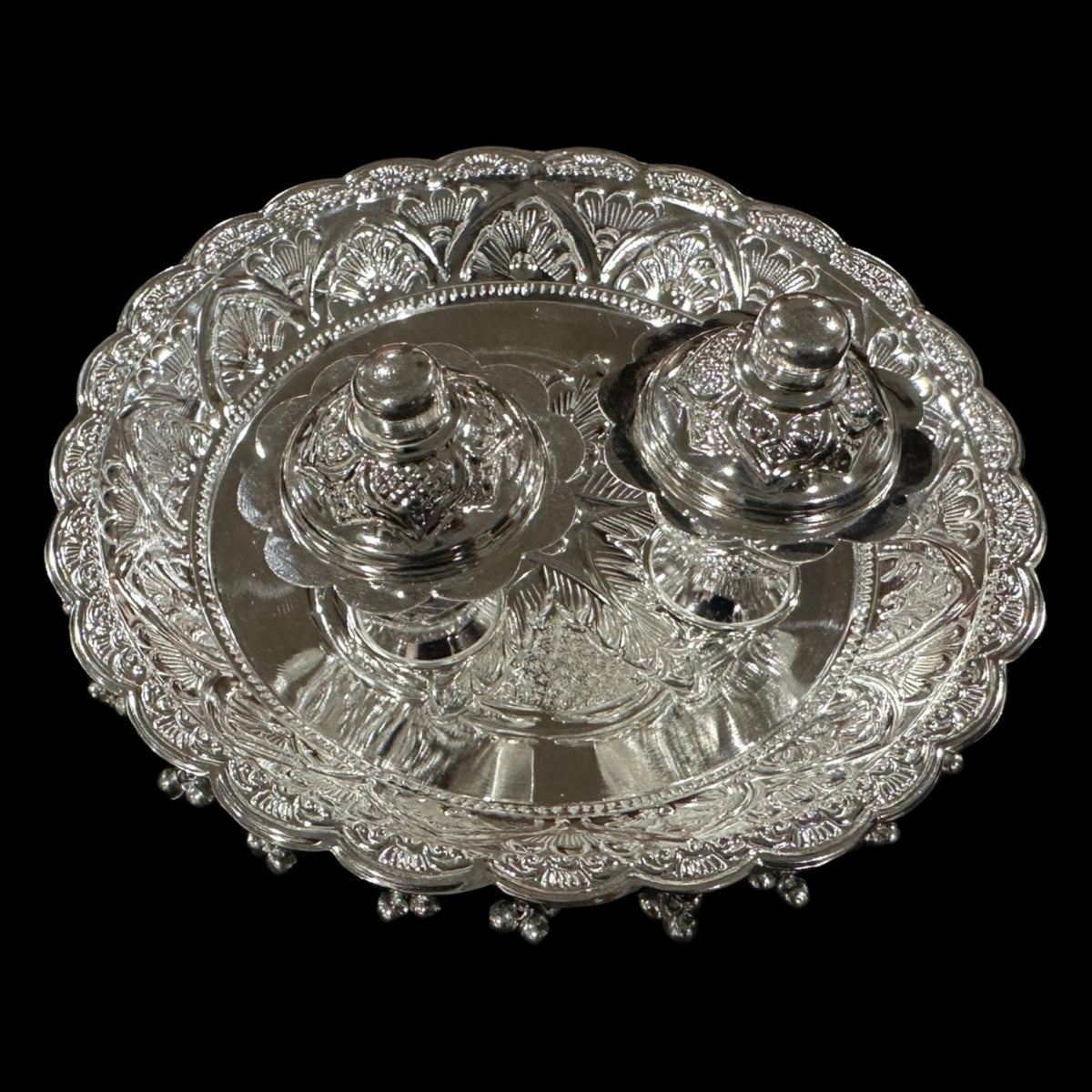 925 Sterling Silver 7.0 inch Hallmarked Puja Set - 7.0