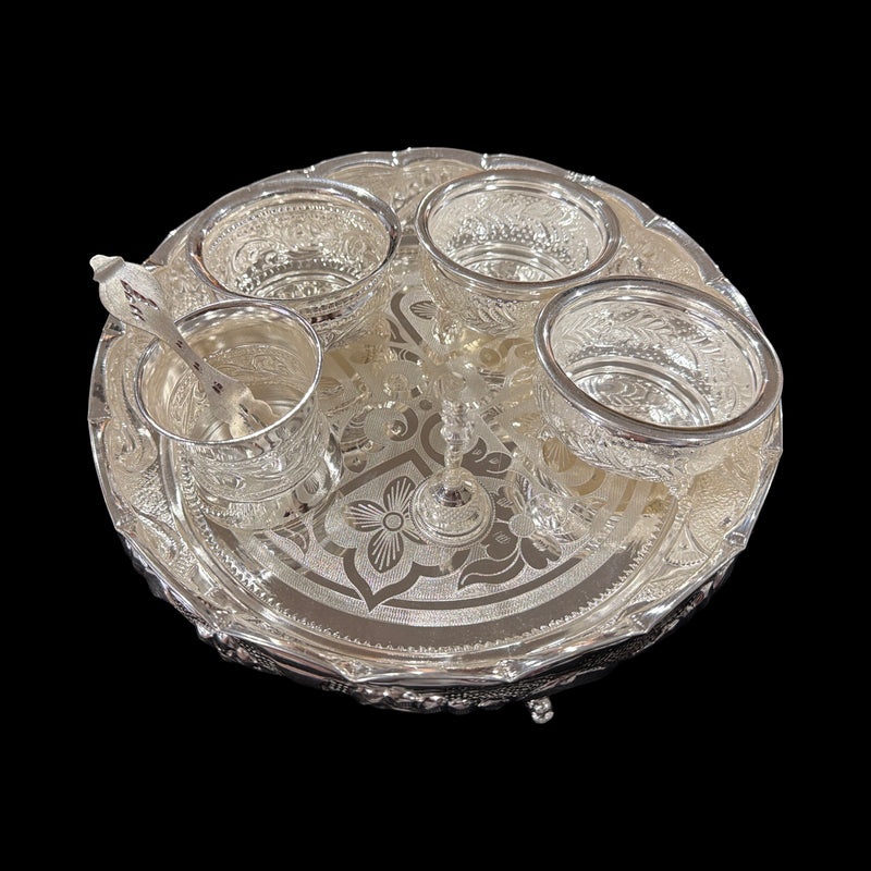 925 Sterling Silver 10.0 inch Hallmarked Exclusive Puja Set - 10" Set