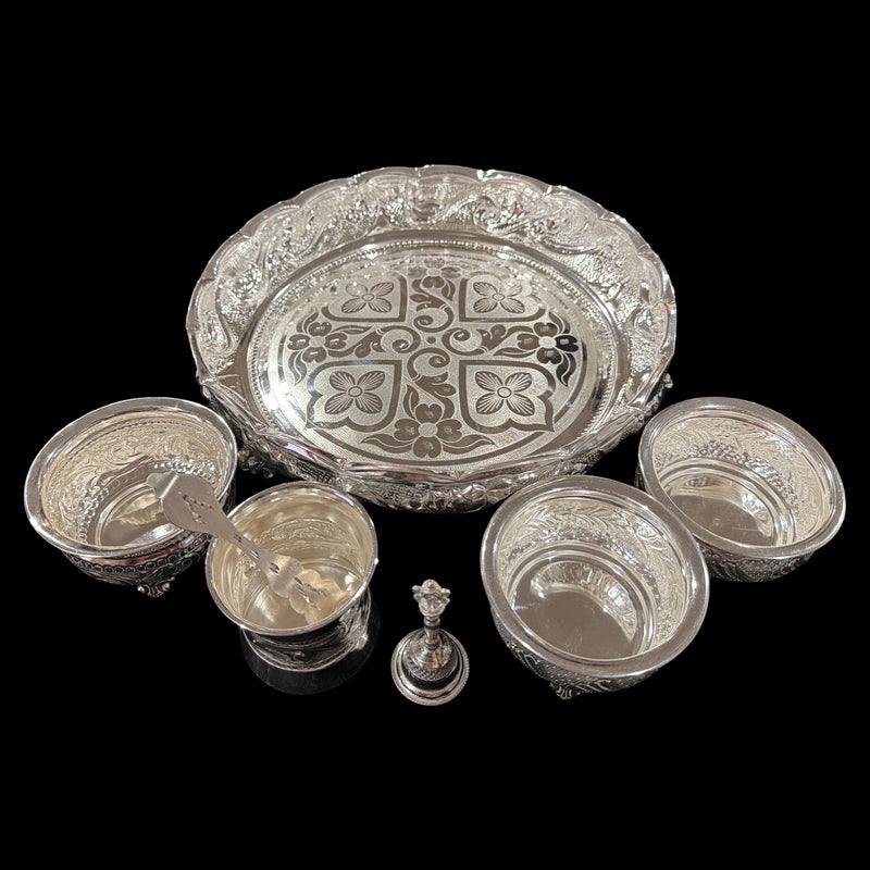 925 Sterling Silver 10.0 inch Hallmarked Exclusive Puja Set - 10" Set