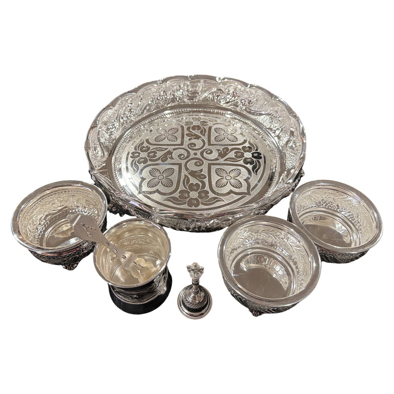 925 Sterling Silver 10.0 inch Hallmarked Exclusive Puja Set - 10" Set