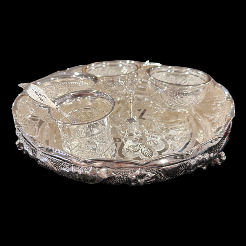 925 Sterling Silver 10.0 inch Hallmarked Exclusive Puja Set - 10" Set