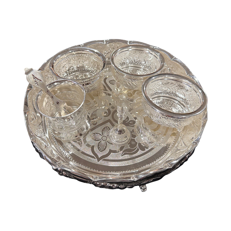 925 Sterling Silver 10.0 inch Hallmarked Exclusive Puja Set - 10" Set