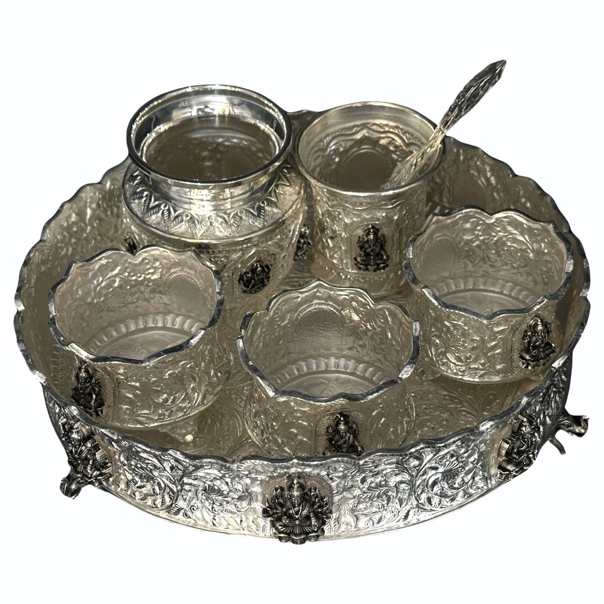 925 Sterling Silver Bowl セール落札スタート価格‼️ 925 Sterling Silver 10 inch Hallmarked Exclusive Designer Ashta Lakshm