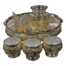 925 Sterling Silver 10 inch Hallmarked Exclusive Designer Ashta Lakshmi Puja Set - 10.0" Set