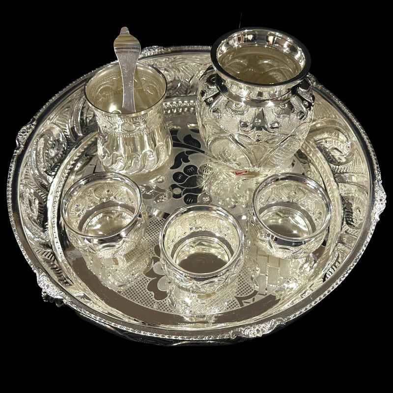 925 Sterling Silver 12.0 inch Hallmarked Exclusive Puja Set - 12.0" Set