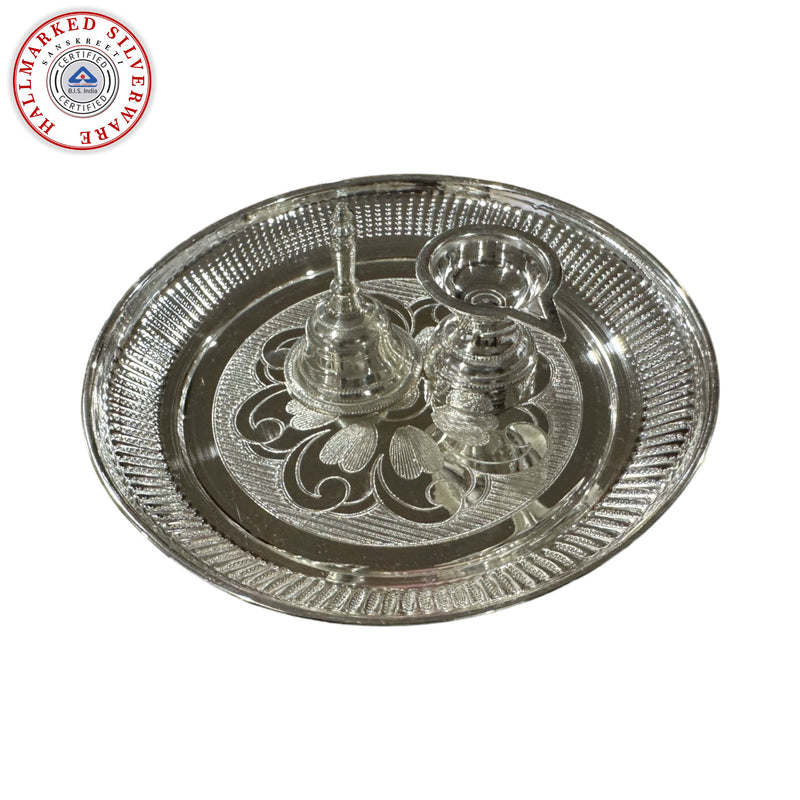 925 Sterling Silver Hallmarked 5.5 inch Small Puja Set - 5.5" Set