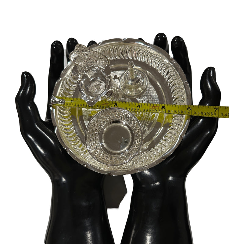 925 Sterling Silver Hallmarked 6.0-inch Puja Set - 6.0" Set