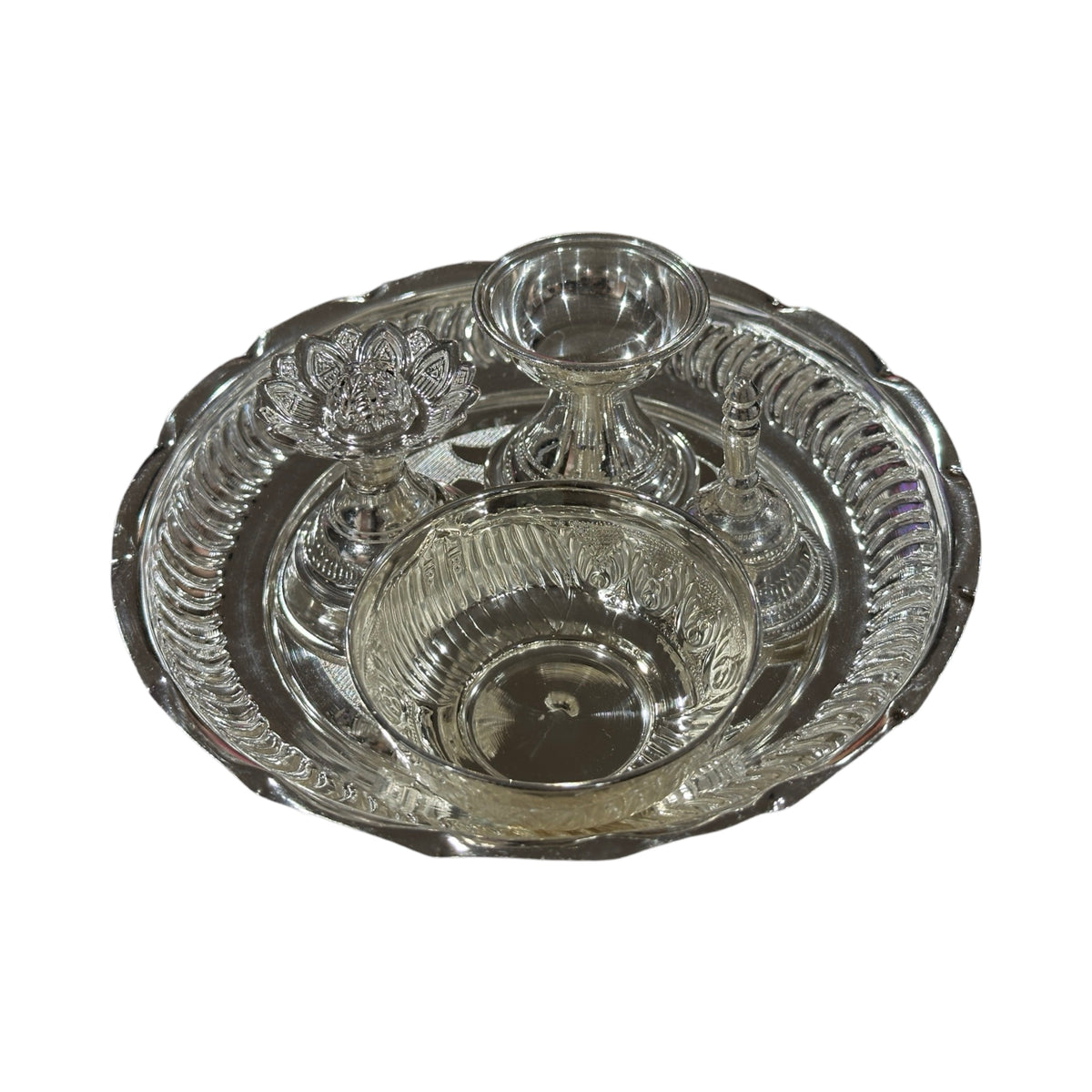 925 Sterling Silver Hallmarked 6.0-inch Puja Set - 6.0