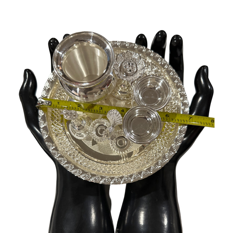 925 Sterling Silver 7.0 inch Hallmarked Puja Set - 7.0" Set