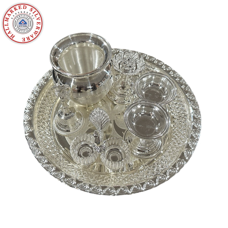 925 Sterling Silver 7.0 inch Hallmarked Puja Set - 7.0" Set