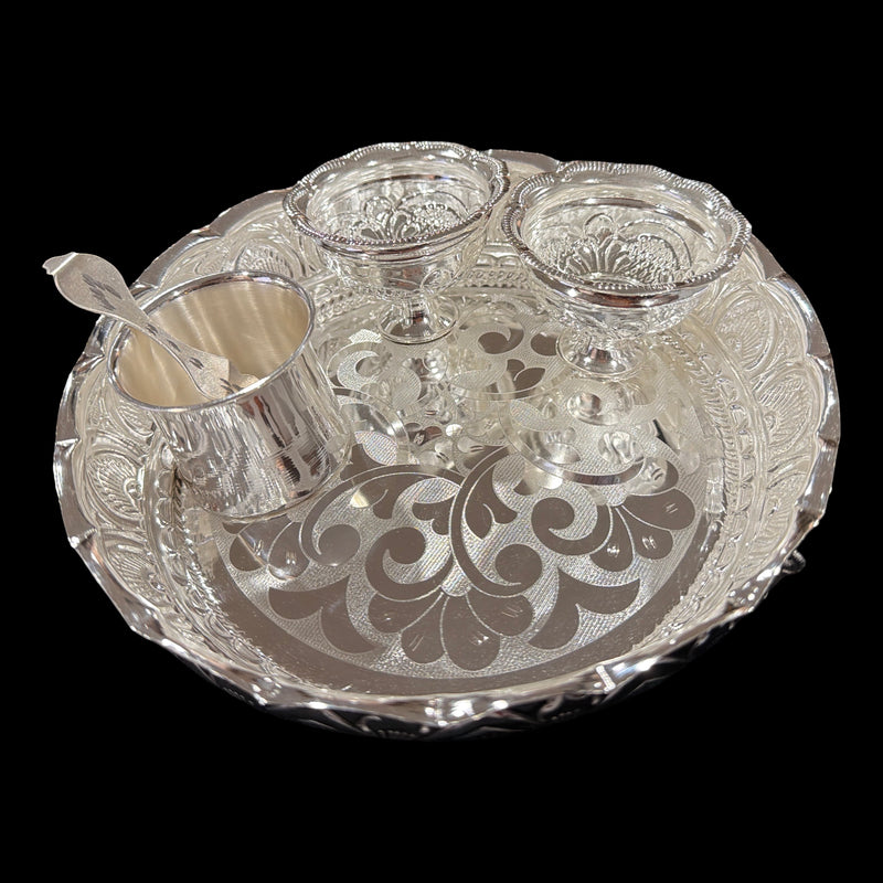 925 Sterling Silver 8.0 inch Hallmarked Exclusive Puja Set - 8.0" Set