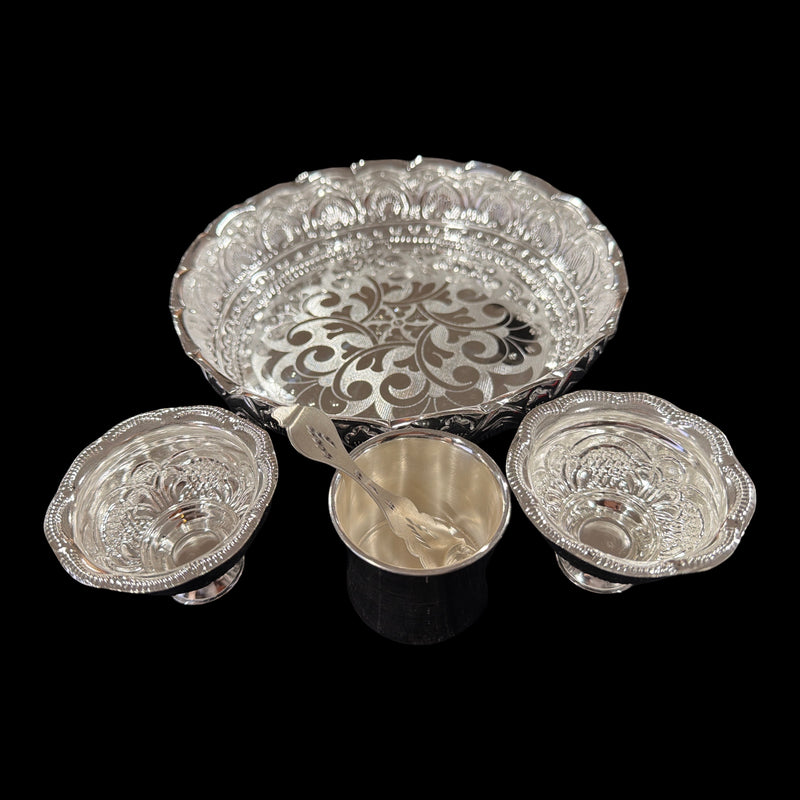 925 Sterling Silver 8.0 inch Hallmarked Exclusive Puja Set - 8.0" Set