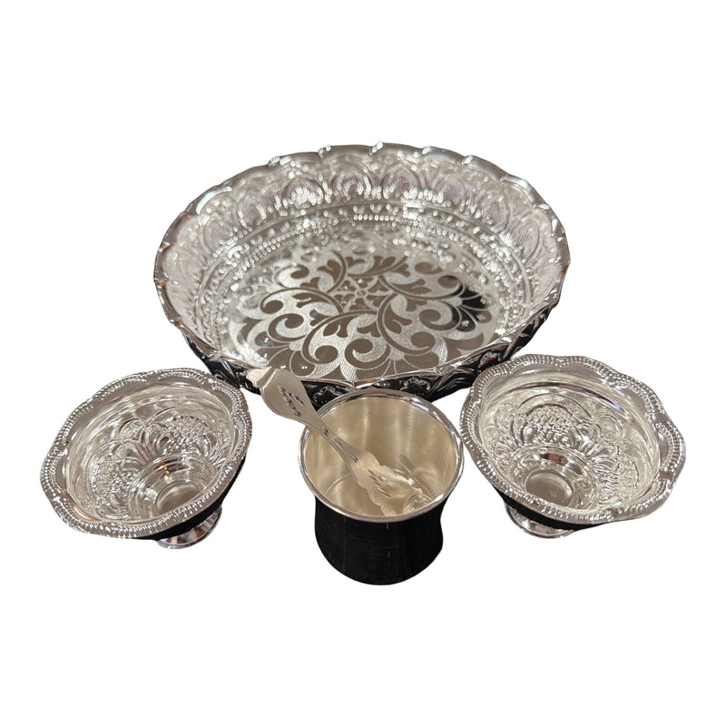 925 Sterling Silver 8.0 inch Hallmarked Exclusive Puja Set - 8.0" Set