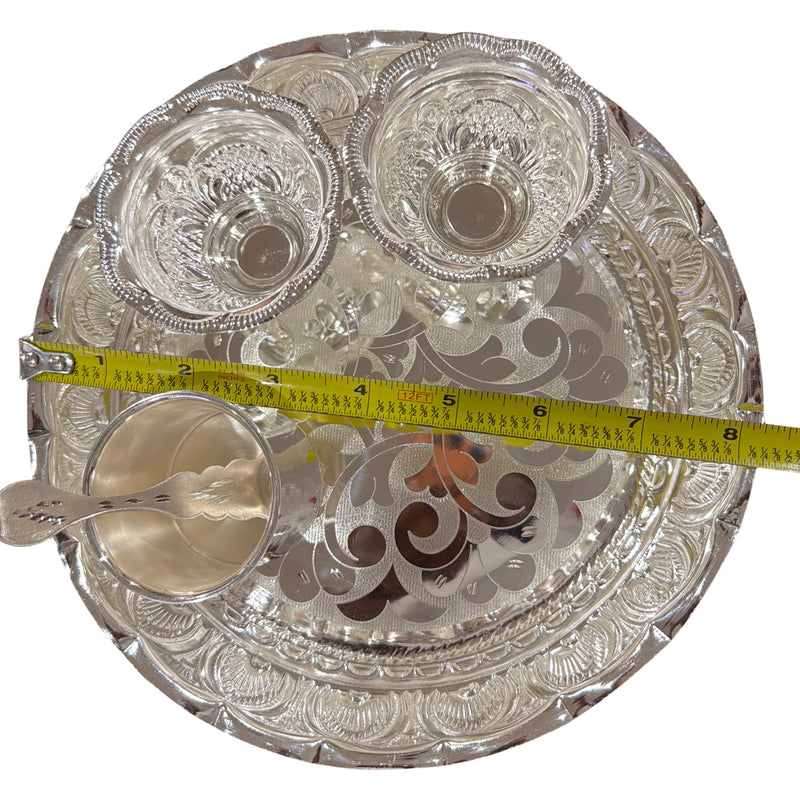 925 Sterling Silver 8.0 inch Hallmarked Exclusive Puja Set - 8.0" Set