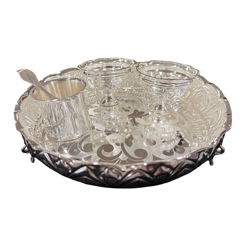 925 Sterling Silver 8.0 inch Hallmarked Exclusive Puja Set - 8.0" Set