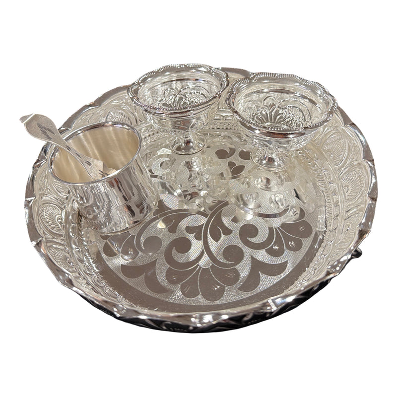 925 Sterling Silver 8.0 inch Hallmarked Exclusive Puja Set - 8.0" Set