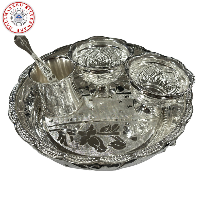 925 Sterling Silver 8.0 inch Hallmarked Exclusive Puja Set - 8.0" Set