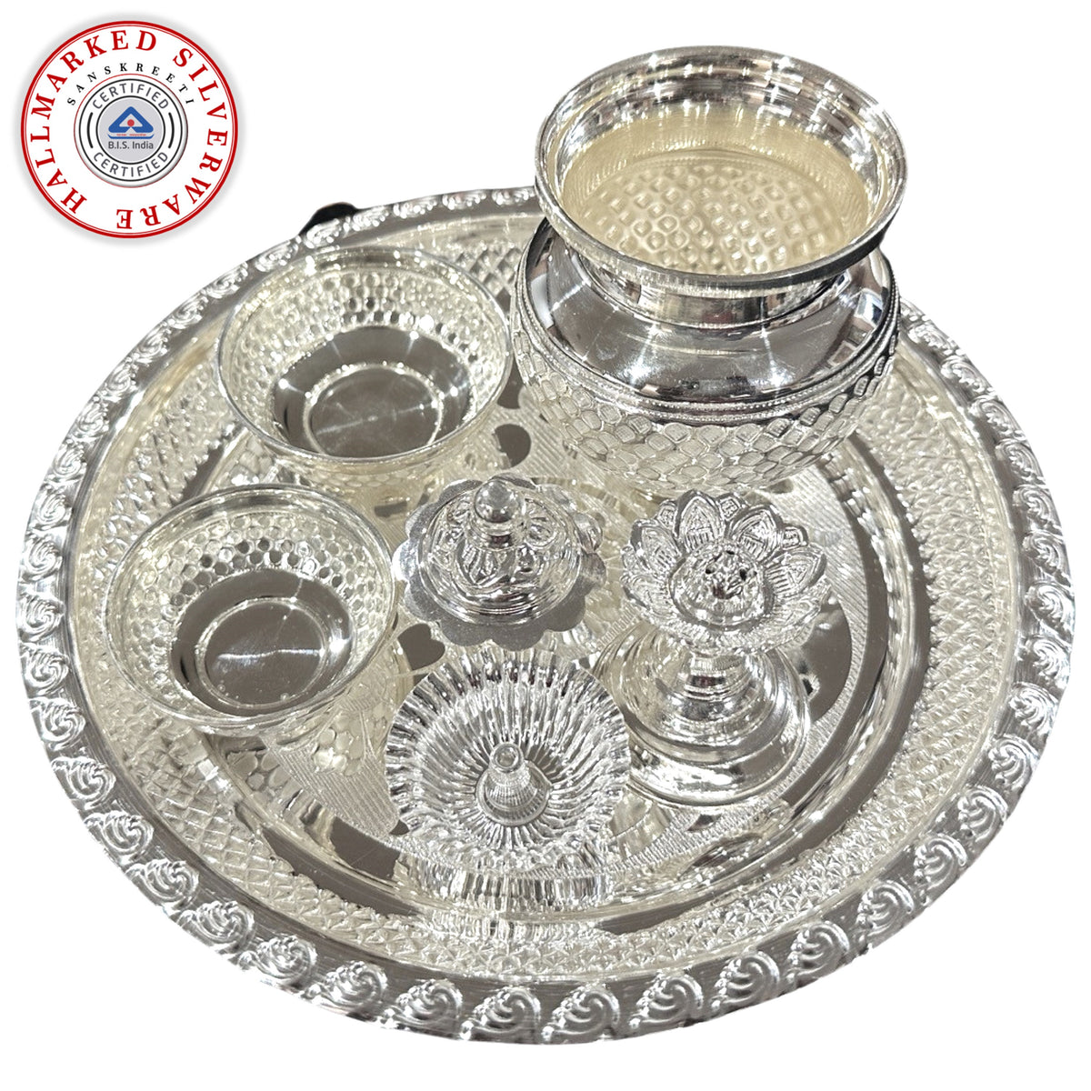 925 Sterling Silver 8.5 inch Puja Exclusive Hallmarked Set - 8.5