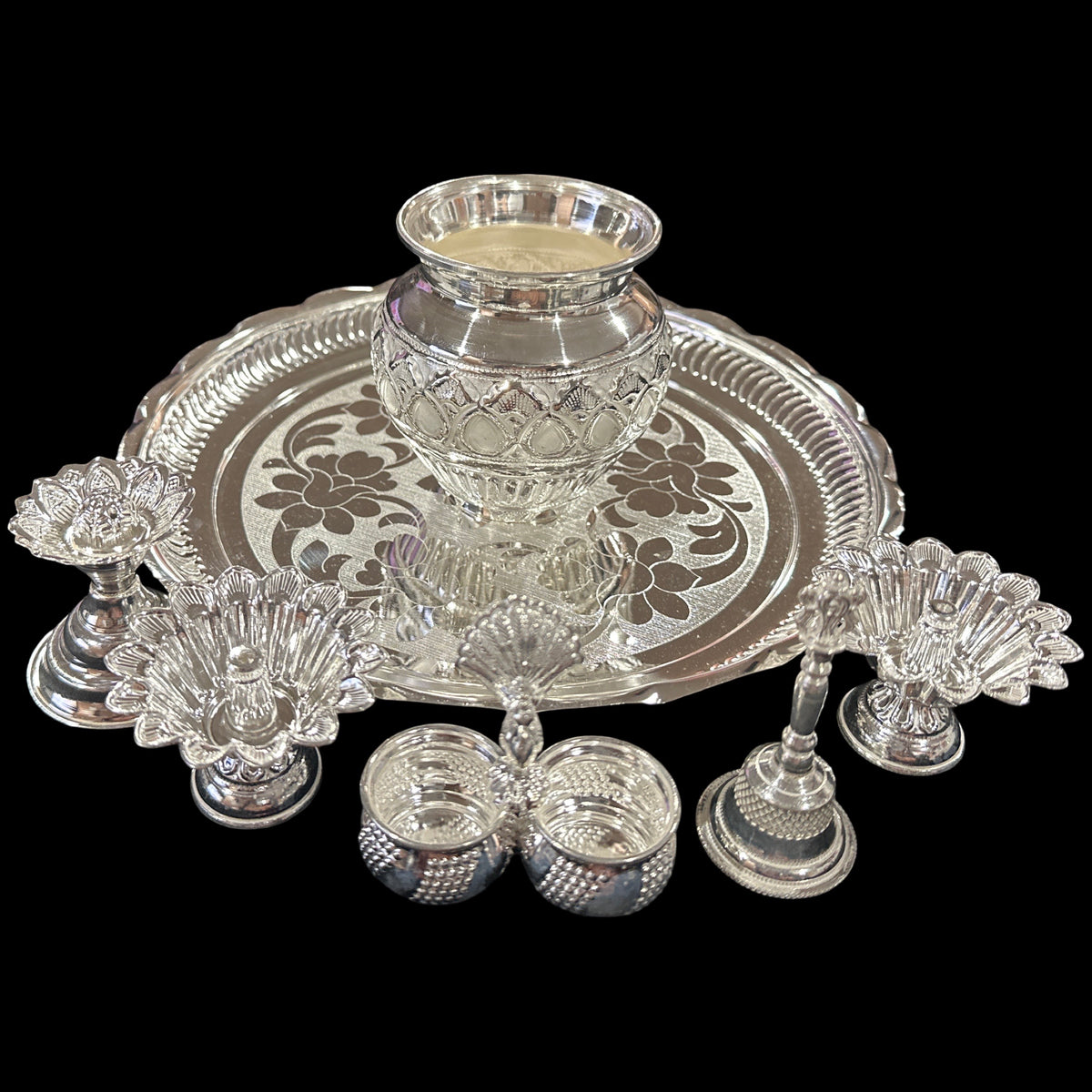 925 Sterling Silver 9.0 inch Puja Exclusive Hallmarked Set - 9.0