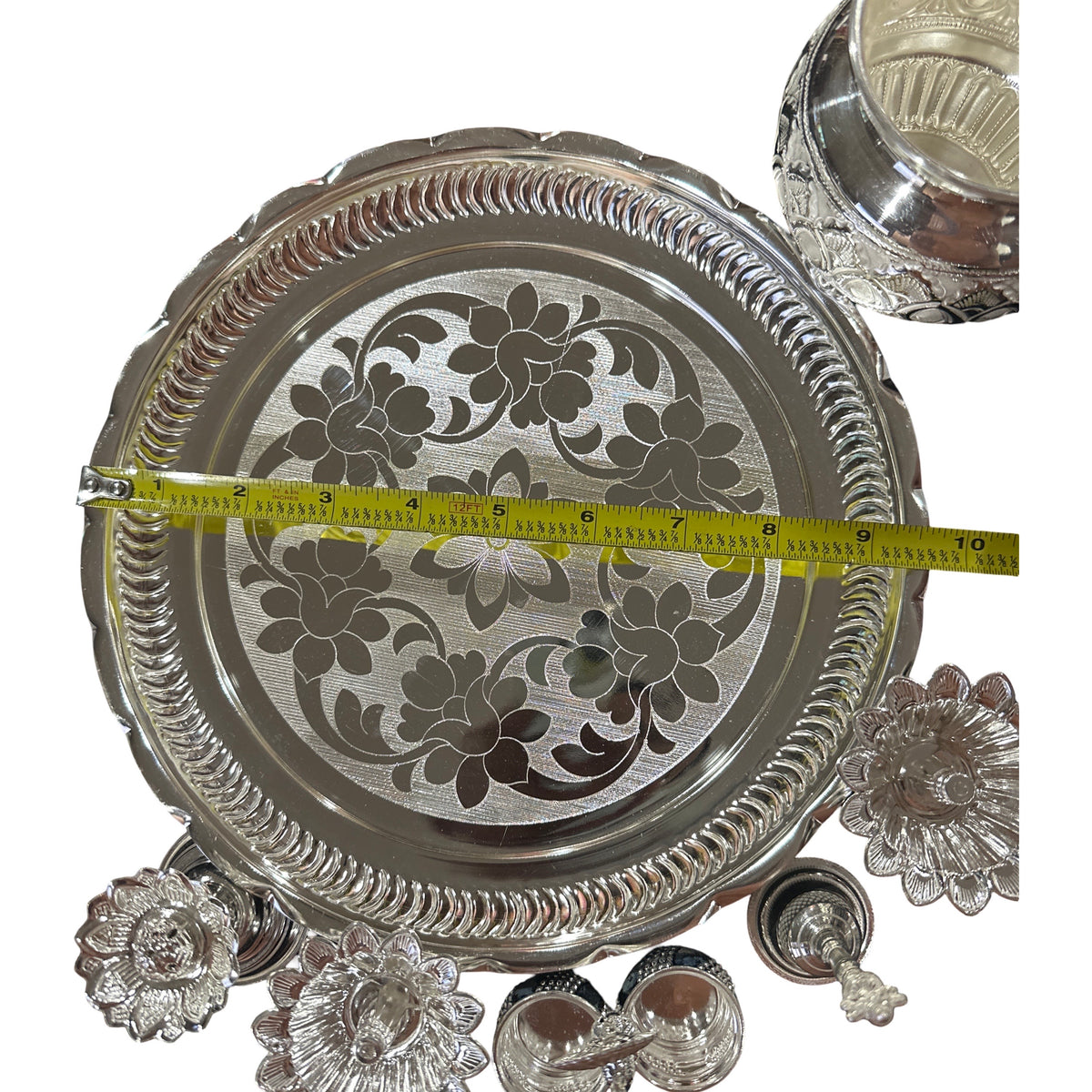 925 Sterling Silver 9.0 inch Puja Exclusive Hallmarked Set - 9.0