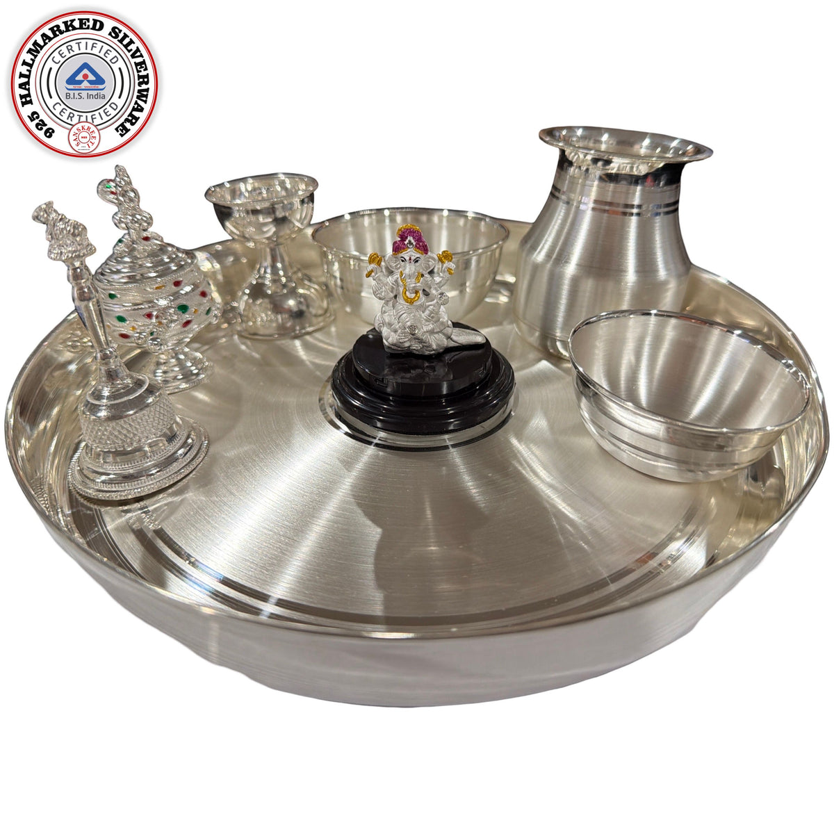 925 Sterling Silver 9.0 inch Puja Exclusive Hallmarked Set - 9.0