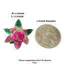 750 Silver Religious Pink Green Lotus Flower Set (Pack of 5 Flowers)