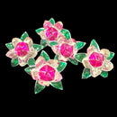 750 Silver Religious Pink Green Lotus Flower Set (Pack of 5 Flowers)