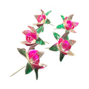 750 Silver Religious Pink Green Lotus Flower Set (Pack of 5 Flowers)