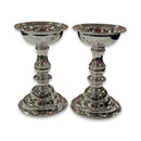 925 Sterling Silver Hallmarked Small Round Diya Set / Kuthu Vilakku Pair