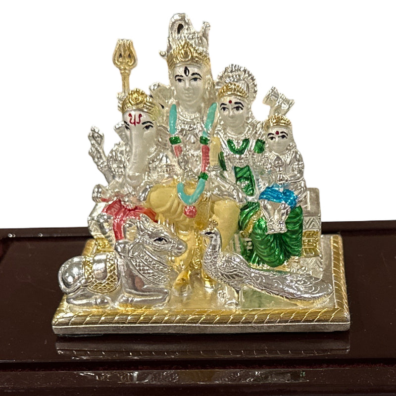 999 Pure Silver Lord Shiv Family idol  - 3.5-inch Tall Statue / Murti (Figurine