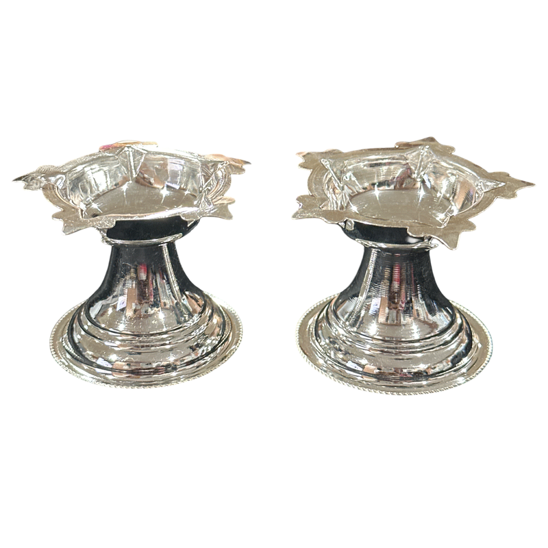 925 Sterling Silver Hallmarked 5-Star  Diya (Kundulu / Vilakku) Pair