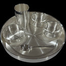 999 Pure Silver 11.0-Inch Hallmarked Exclusive Designer Heavy Indian Thali Dinner Set - Set
