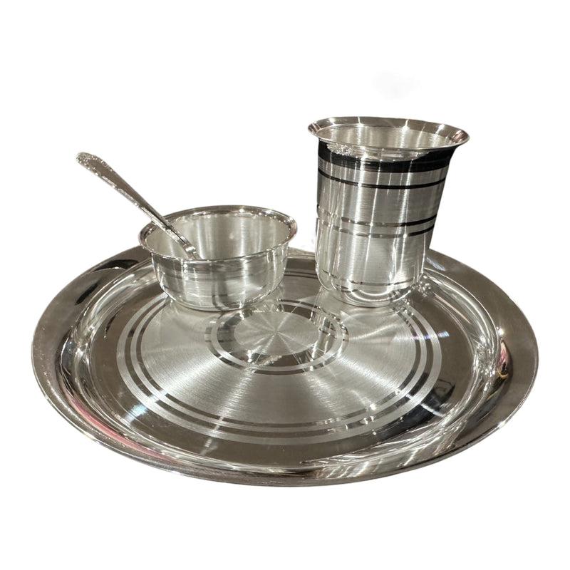 999 Pure Silver 7.0 Inch Anna Prasanam Small Dinner Set - Set