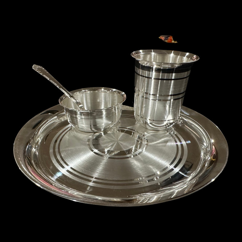 999 Pure Silver 7.0 Inch Anna Prasanam Small Dinner Set - Set