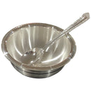 999 Pure Silver Hallmarked 125ml Heavy Bowl & Spoon for Kids / Youth -3.75 inch Set